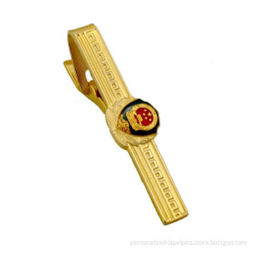 Brass Material , Gold Plated Finish Customized Engraved Lacquered Colors Logo Cufflinks And Tie Clips